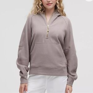 Lululemon scuba oversized half-zip long hoodie mauve grey xs/s